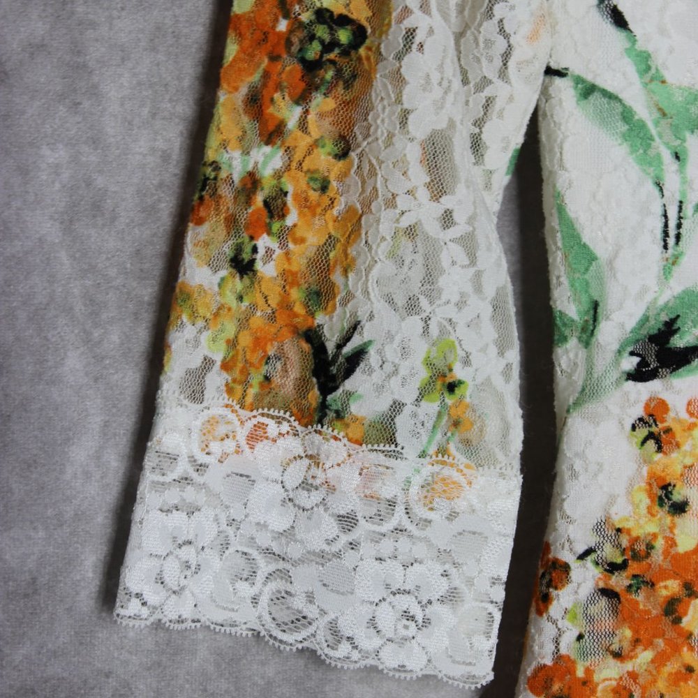 *SOLD* NWT Eva Mendez for NY & Co White Floral Print Lace Trim Dress Size Medium - Picture 7 of 12